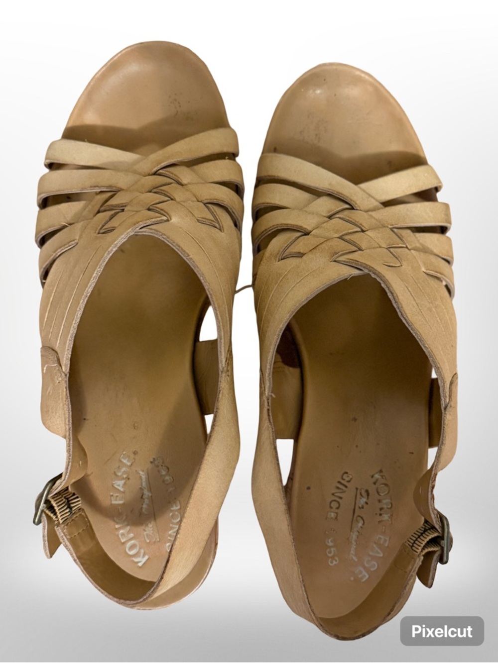 Kork-Ease Tan Leather Cork Wedge Sandals